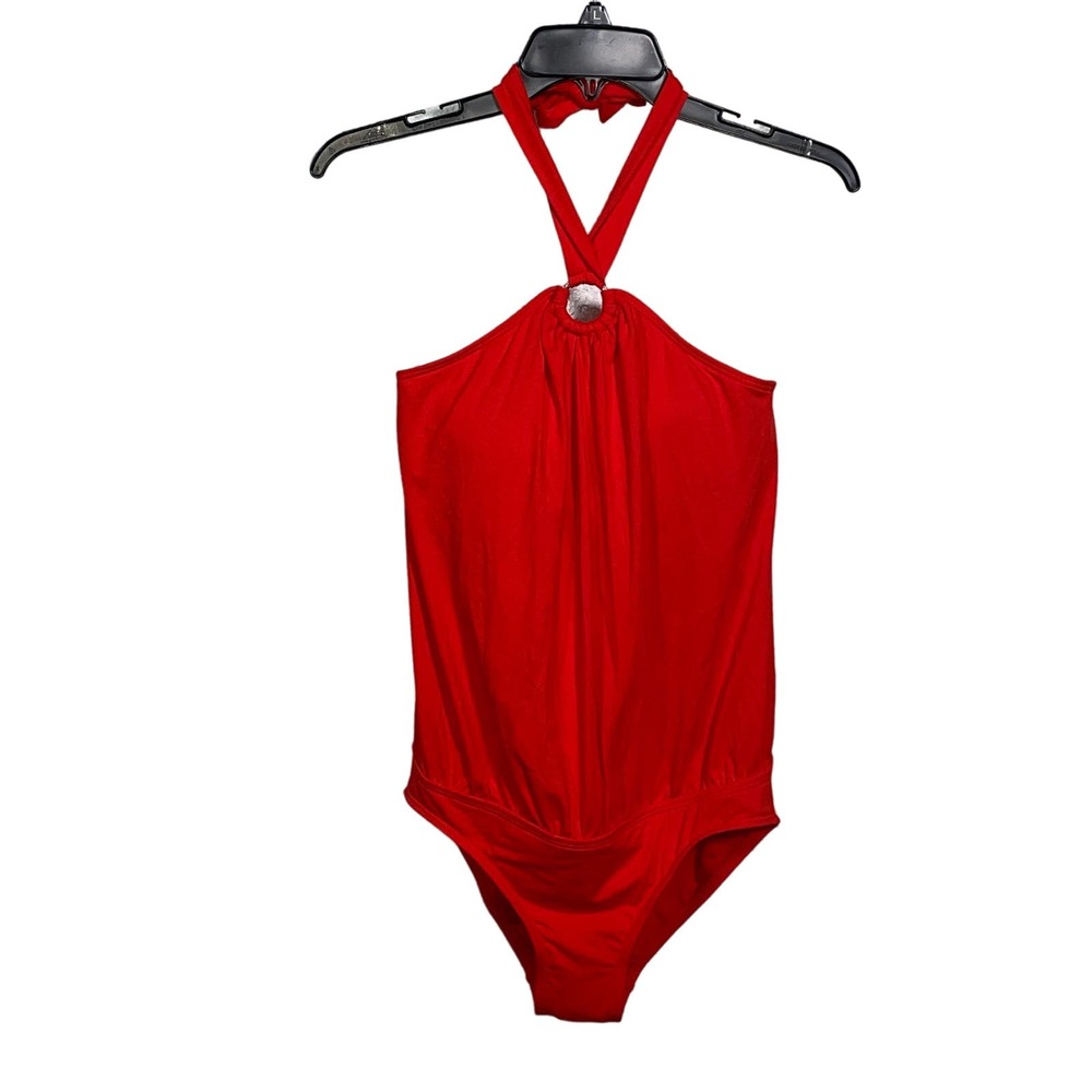 MICHAEL MICHAEL KORS Blouson Full Coverage Tie Halter One Piece Swimsuit 8